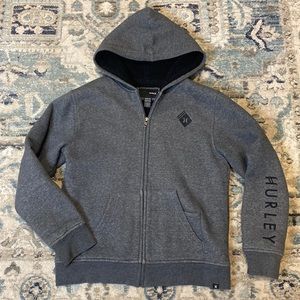 Hurley Grey Zip Front Hoodie Sweatshirt